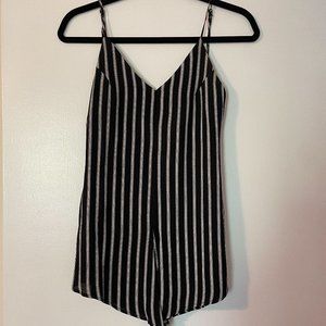 Vertical Striped Spaghetti Strap Romper - XS